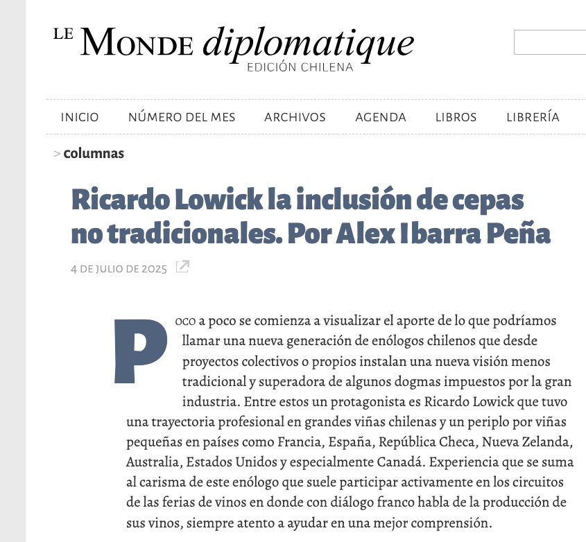 Entrevista a Ricardo Lowick para Le Monde Diplomatique